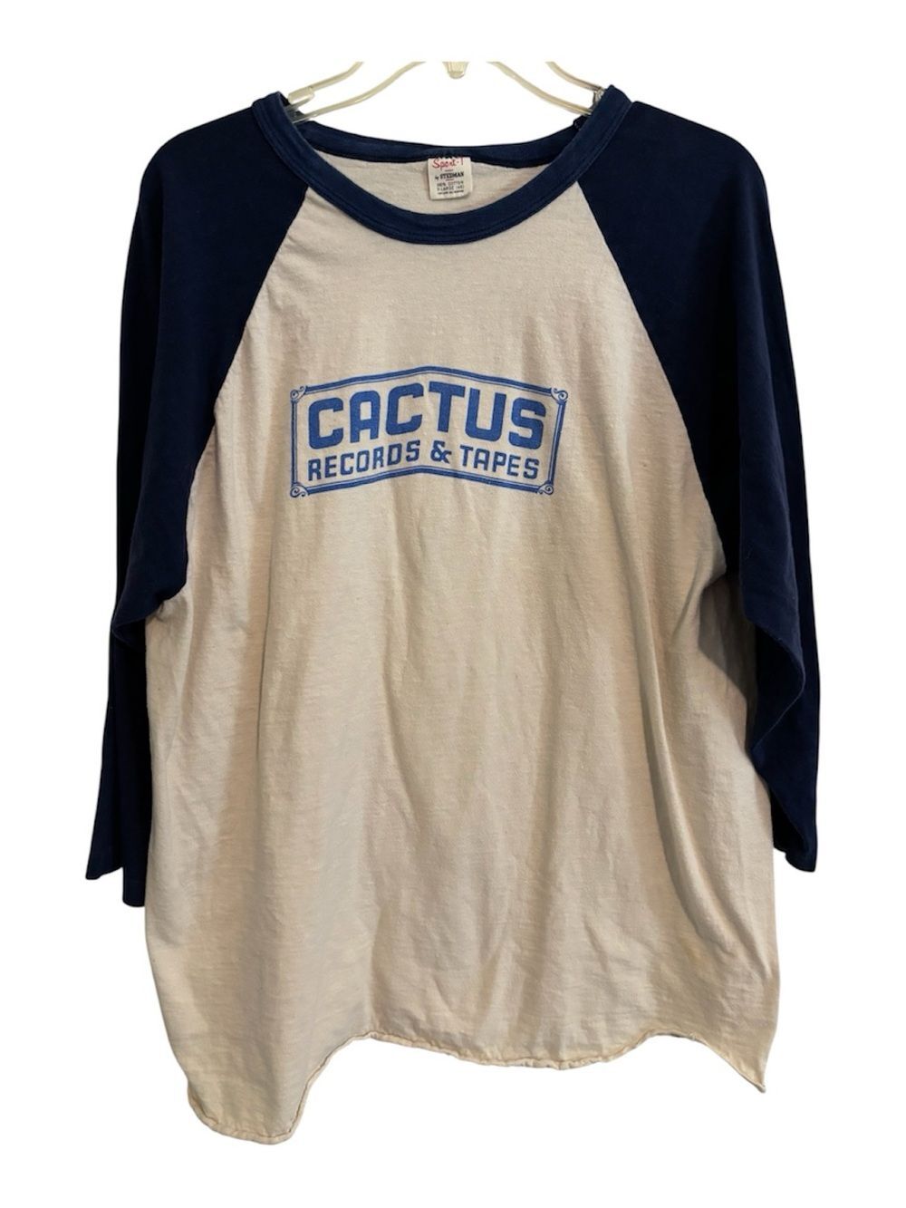 Authentic Vintage XL Men’s Cactus Records Raglan T-shirt 100% cotton collectible